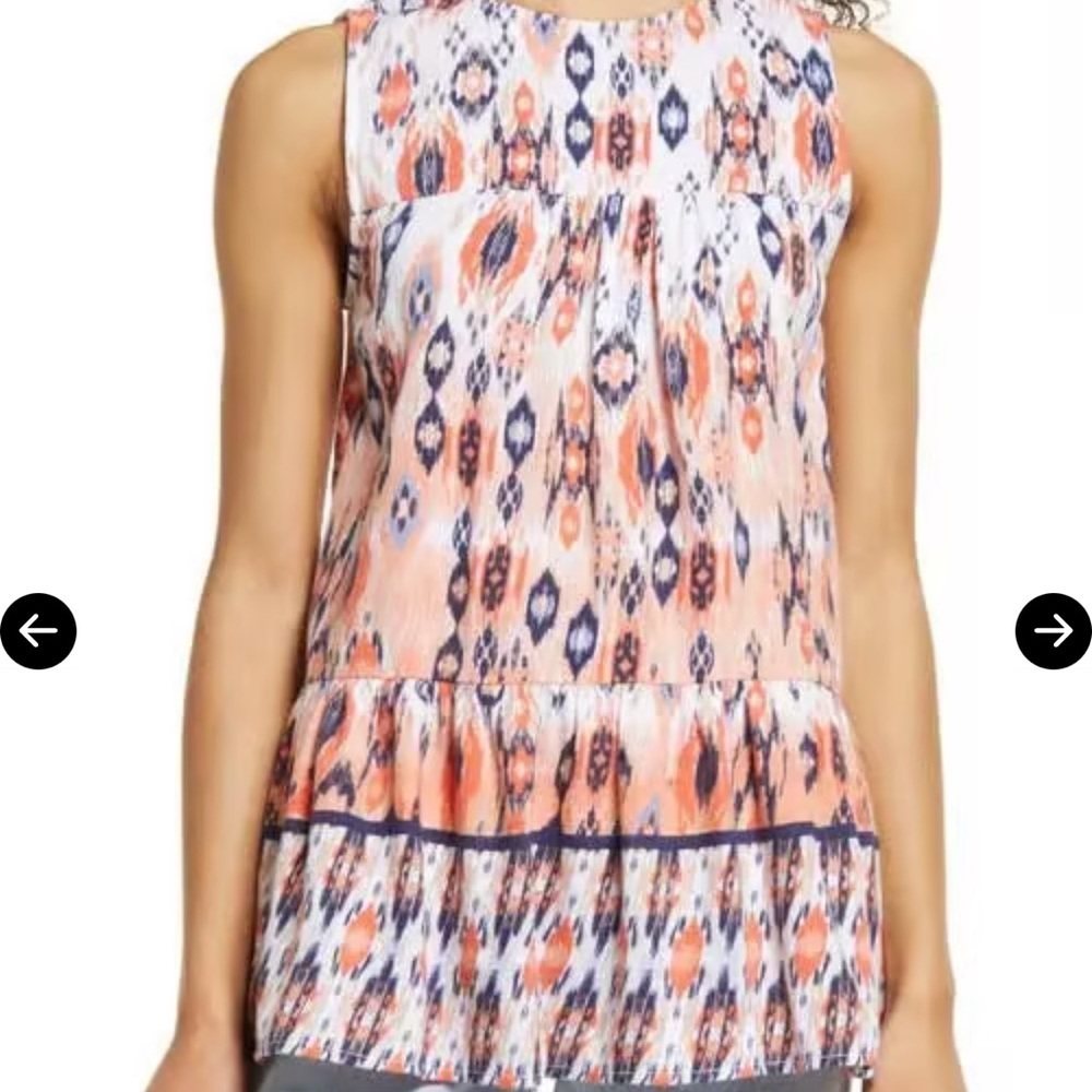 Beach Lunch Lounge Kaylee Sleeveless Peplum Top - Soft Mosaic, Size XS
